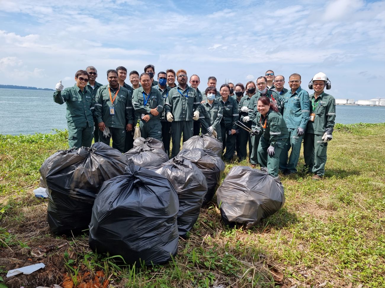 Our Singapore colleagues at the shoreline cleanup in Jurong Island